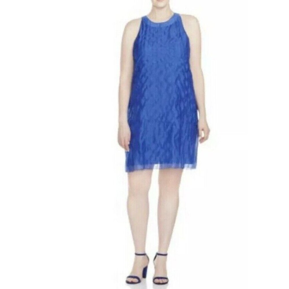 NWT Women's Plus Nic + Zoe Sleeveless Batiste Pintucked Organza Dress Sz 14W